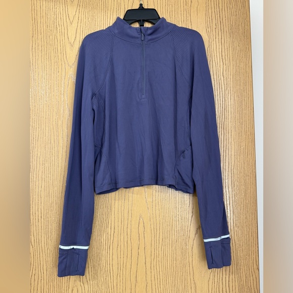 Lululemon NWOT Rulu Run Ribbed Cropped Half Zip Women’s Nightfall color - Picture 6 of 9